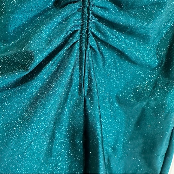 Love, Nickie Lee Womens Metallic Glitter Strappy Dress in Emerald Size Medium - Picture 10 of 10